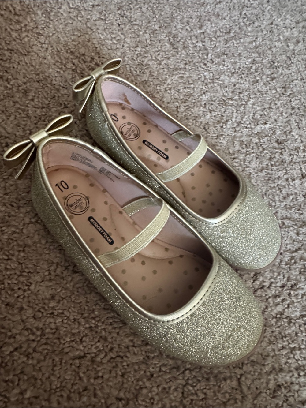 NWOT Wonder Nation Kids Sparkle Mary Jane Ballet Flats - Gold